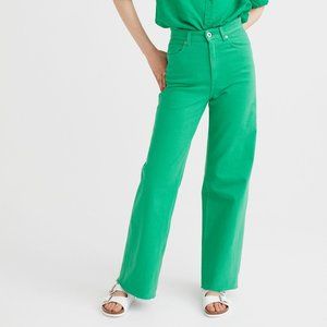 NWT! H&M Women's Wide-Leg Twill Green Jeans Pants High-Rise